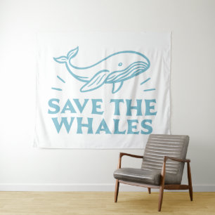 Tenture Sauvez les baleines mignon amoureux baleines esthé