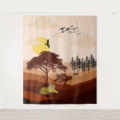 Tenture Savannah Nature Paysage Coucher de soleil Tapisser (Devant)