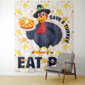 Tenture Save A Turkey Eat Pie Funny Happy Thanksgiving (En situation)