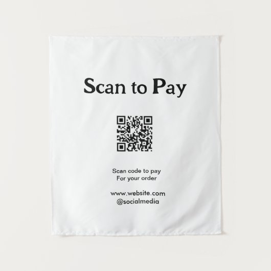 Tenture Scan to pay for order QR code add website social m (Devant)