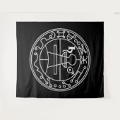 Tenture Sceau blanc de Goetia de Salomon sur fond noir (Devant (Horizontal))