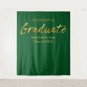 Tenture Scénario Or Vert Félicitations Diplômé (Devant)