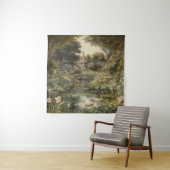 Tenture Scène botanique de cygnes dans un jardin anglais (En situation)