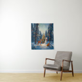 Tenture Scene d'arbre de Noël Cute Deer Fawn Snowman (En situation)