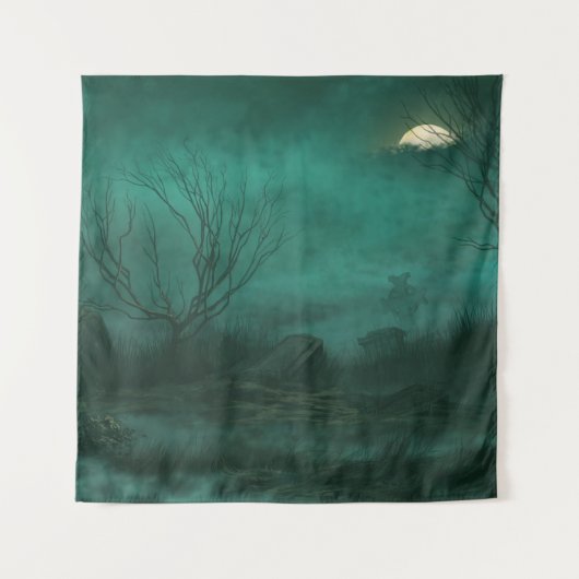 Tenture Scène de cimetière abandonné au clair de lune (Devant)