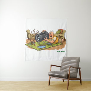 Tenture Scène de photographie de faune de dessin animé drô