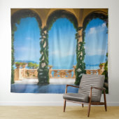 Tenture Scène de plage de villa italienne Mer bleu turquoi (En situation (horizontale))