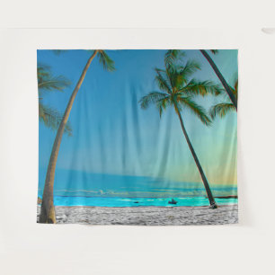 Tenture Scène de plage tropicale Palmiers Hawaï