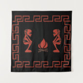 Tenture Scène de rituel tribal africain abstrait (Devant)