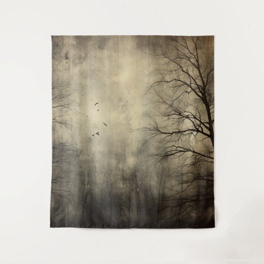 Tenture Scènes gothiques Moody Cream et Noir Forêt foncée (Devant)