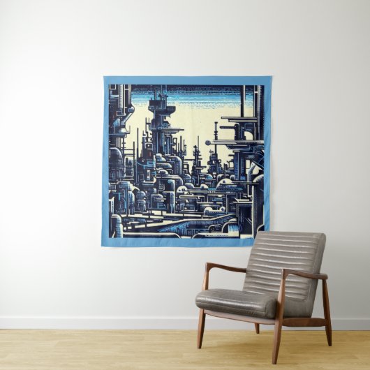 Tenture Sciage urbain futuriste SF 4 (En situation)