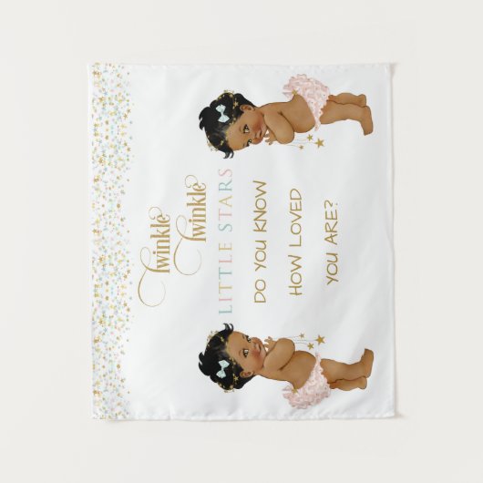 Tenture Scintille Petite Étoile Bébé Filles Jumelles Ethni (Devant)
