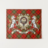 Tenture Scott Clan Badge & Unicorns avec Tartan (Devant (Horizontal))