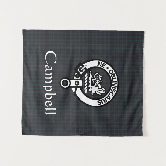 Tenture Scottish Campbell Crest Badge & Tartan (Devant (Horizontal))