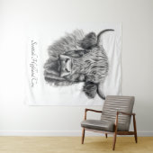 Tenture Scottish Highland Cow Sketch personnalisable (En situation (horizontale))
