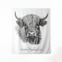 Scottish Highland Cow Sketch personnalisable