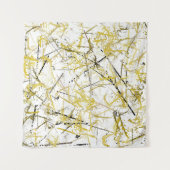 Tenture Scribbles Abstraits - moutarde et Brown (Devant)