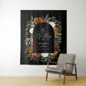 Tenture Script de bienvenue de mariage botanique rustique  (En situation)