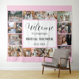 Tenture Script de bienvenue pour la fête de mariage rose 1
