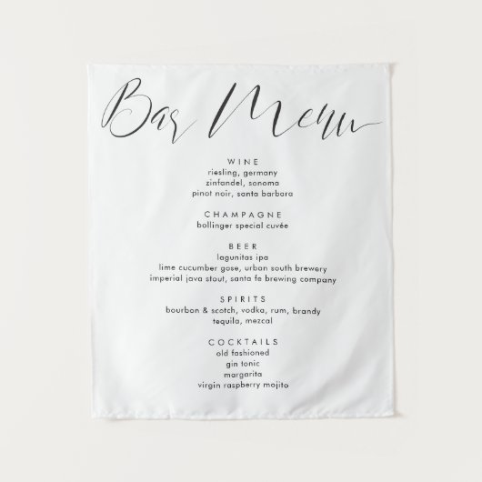 Tenture Script de calligraphie moderne Mariage Boissons Ba (Devant)