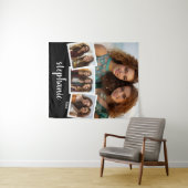 Tenture Script de collage photo tendance 4 Nom Blanc Noir (En situation (horizontale))