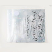 Tenture Script Début de la Fête Flocons de Neige Photoboot (Devant (Horizontal))