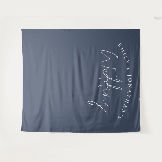 Tenture Script Dusty Mariage bleu marine Arrière - plan ph (Devant (Horizontal))