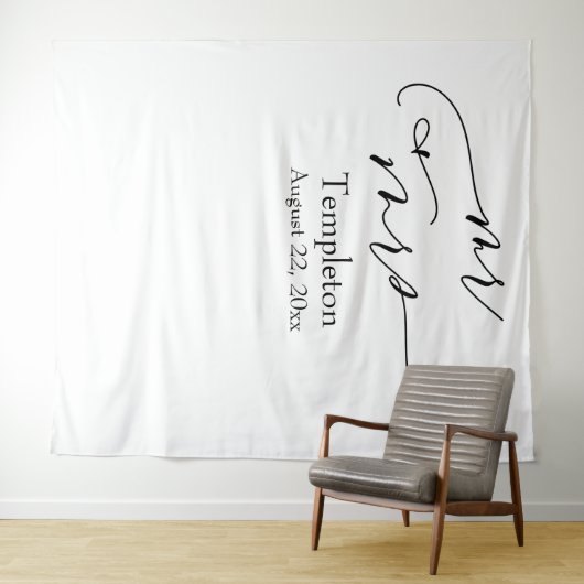 Tenture Script élégant Mr & Mrs Simple Photo Arrière - pla (En situation (horizontale))