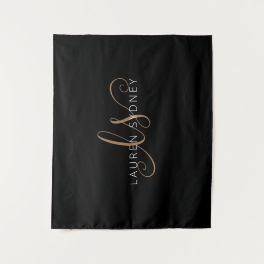 Tenture Script féminin Black Gold moderne Monogramme (Devant)