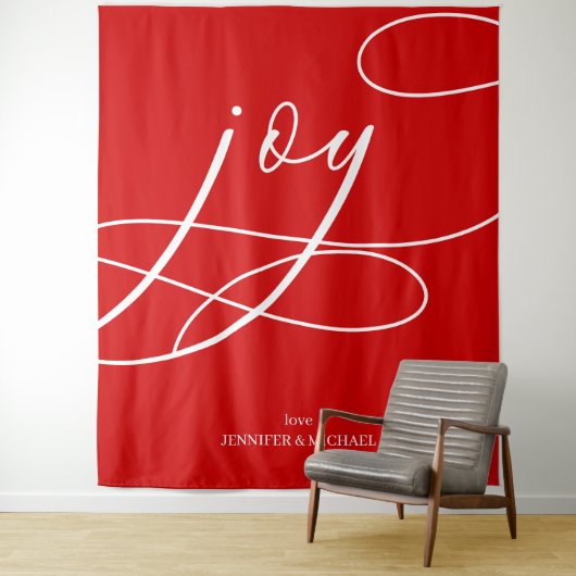 Tenture Script Minimal Joy Christmas backdrop (En situation)