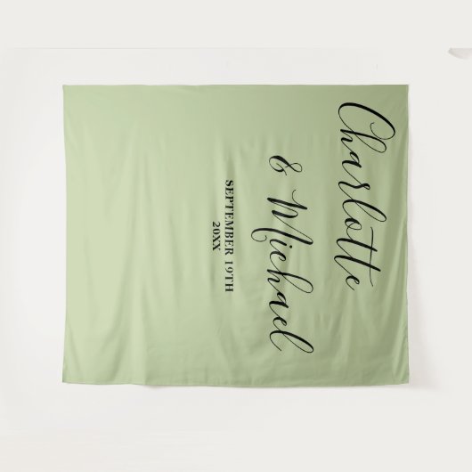Tenture Script Minimalist Wedding | Sage Green Backdrop (Devant (Horizontal))