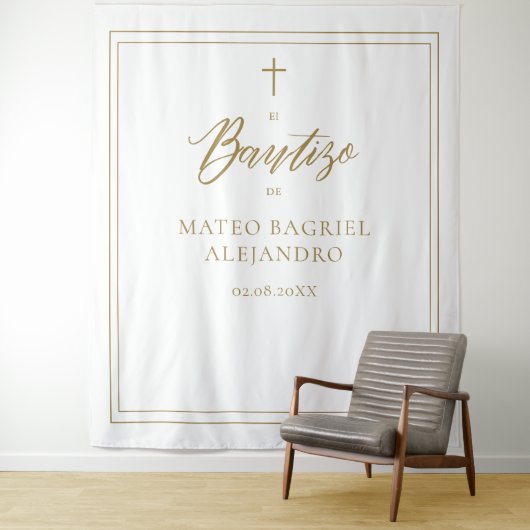 Tenture Script moderne Gold Espagnol Bautizo fond (En situation)