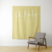 Tenture Script moderne Jaune Oh Baby Baby shower fond (En situation)