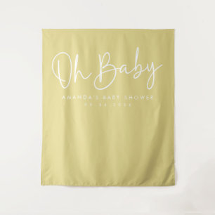 Tenture Script moderne Jaune Oh Baby Baby shower fond