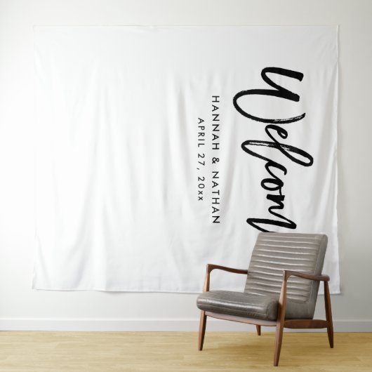 Tenture Script Moderne Noir et Blanc | Accessoire de Photo (En situation (horizontale))