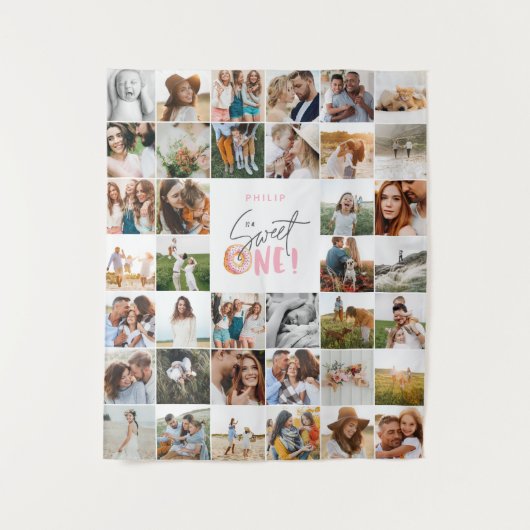 Tenture Script multi photo pour 50e anniversaire moderne  (Devant)