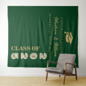 Tenture Script Or moderne Emerald Green Twin Graduation (En situation (horizontale))