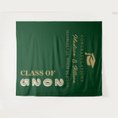 Tenture Script Or moderne Emerald Green Twin Graduation (Devant (Horizontal))