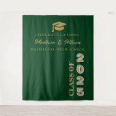 Tenture Script Or moderne Emerald Green Twin Graduation (Devant)