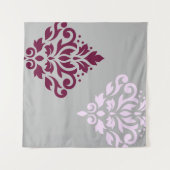 Tenture Scroll Damask Art I Plum Pink Gray (Devant (Horizontal))
