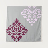 Tenture Scroll Damask Art I Plum Pink Gray (Devant)
