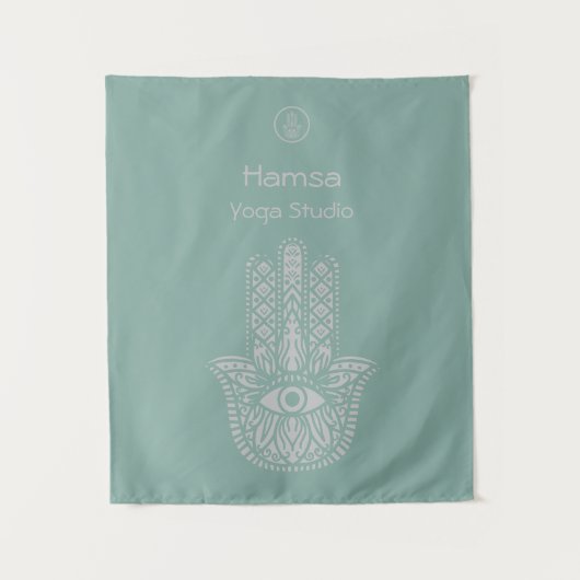 Tenture Seafoam Green Yoga Studio Hamsa personnalisable (Devant)