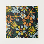 Tenture Seamless 70's retro hippie flowers pattern - Vinta (Devant (Horizontal))