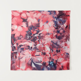 Tenture seamless abstract flowers, oil painting style, ill