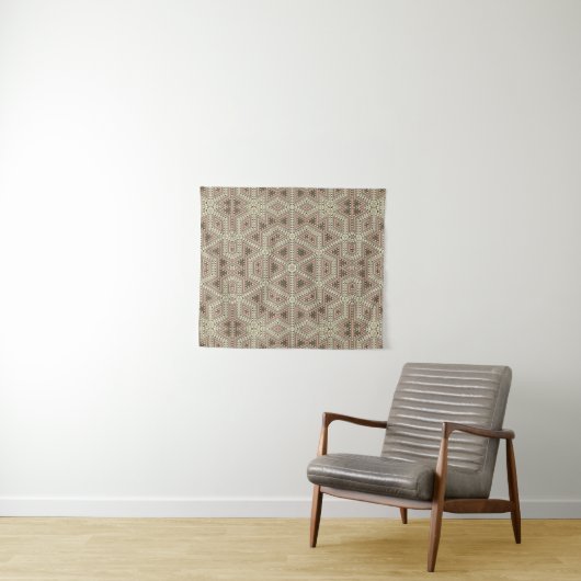 Tenture Seamless mosaic abstract kaleidoscope beige triang (En situation (horizontale))