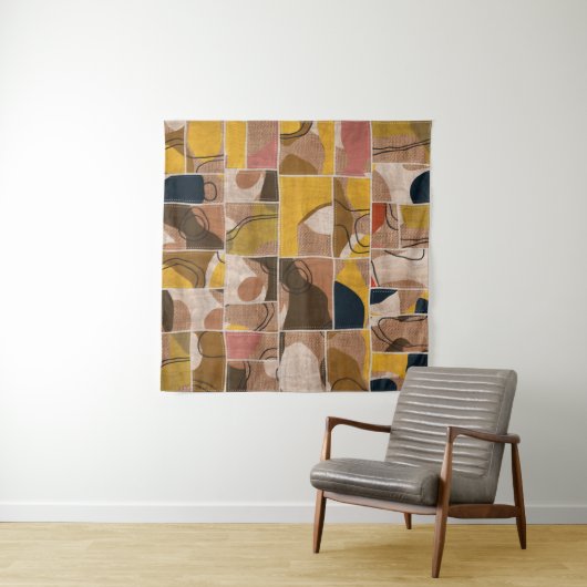 Tenture Seamless patchwork collage mix quilt pattern print (En situation (horizontale))
