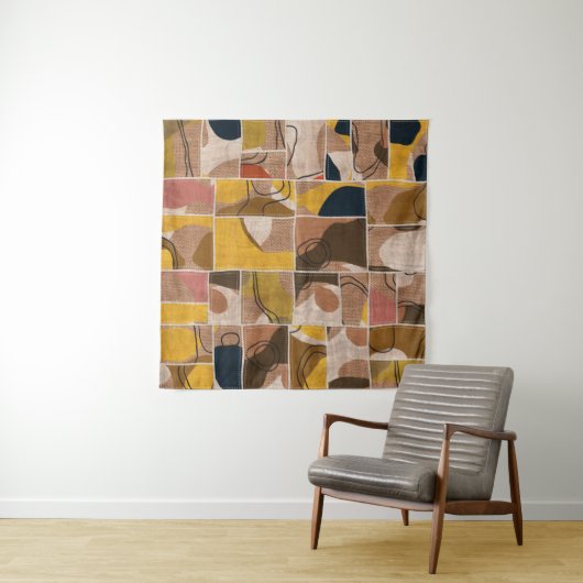 Tenture Seamless patchwork collage mix quilt pattern print (En situation)