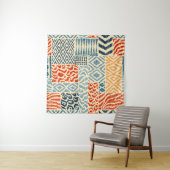Tenture Seamless patchwork pattern. A collection of hand-d (En situation)