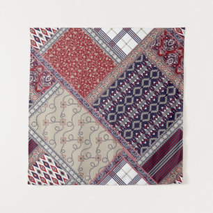 Tenture Seamless patchwork pattern on navy patchwork, abst