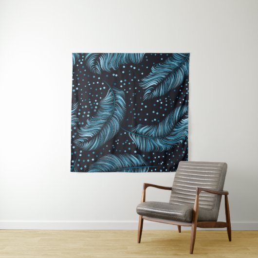 Tenture Seamless pattern, infinite texture. dark feather b (En situation (horizontale))